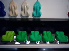 From left to right: Green Yellow (a.k.a. Gelbgrün, sometimes misspelled/mis-pronoucned, by me anyway, "Gelbrun"), Viper Green, Signal Green, Pure Green, and Green. Pure Green and Viper are very close, with Viper looking just slightly darker.