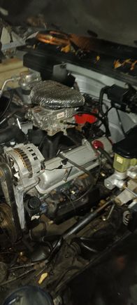 1st generation 350 4 bolt main small block chevy for 83 porsche 944. The day i got  still in 1990 siverado 1500.