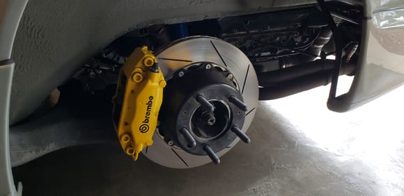 Rear brembo kit.  Parking brake functions as normal.  As far as I know kit was completely bolt on.