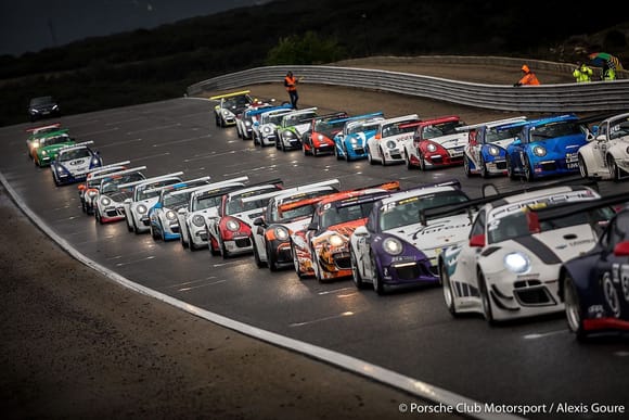 My 993 gt2 on the right side of this picture , 6 th row , it was rainy .....