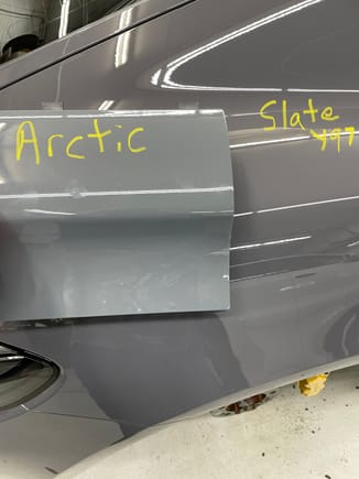 Arctic Grey sample against Slate Grey