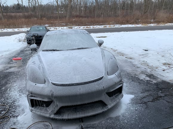 First non freezing day gets a foam bath.