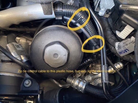 Do not zip tie cable until you’ve made the connections underneath to exhaust valve stepper motor. 