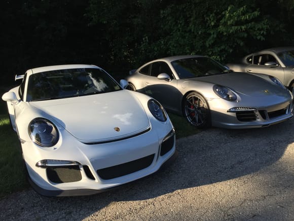 mjgoetzi's white GT3 (he also has a nice 991 GT Silver GTS) and my GT Silver 991 C2S.