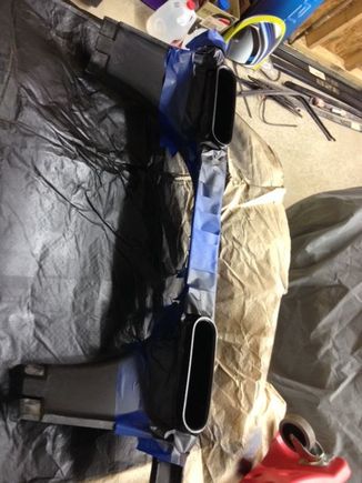 Prepped, primed and painted the nasty metal parts of the cold air intake.