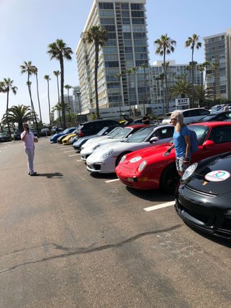 Porsche's parked at the Del.