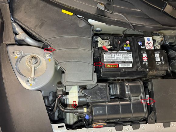 Remove parts with red arrows