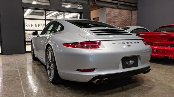 Rear-end with matte emblems.