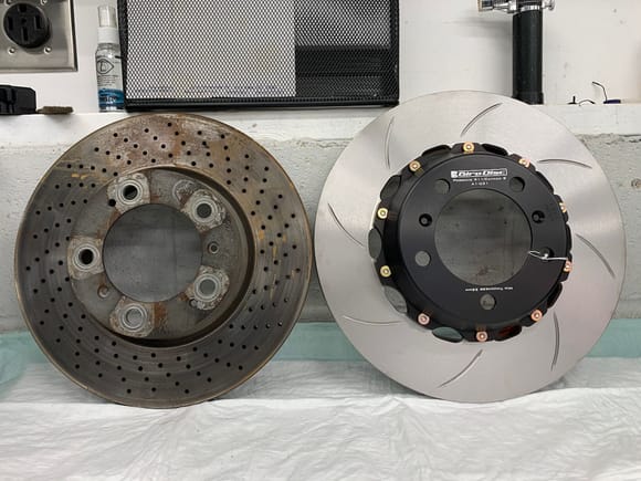Yucky old rotor vs. shiny new one
