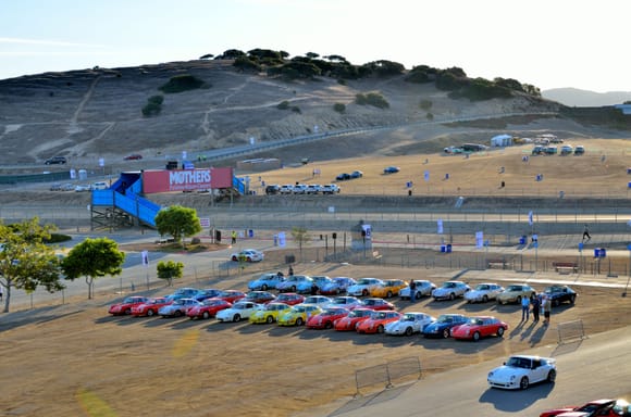 Early Friday morning in the 911 corral.  Amazing lineup of cars just in these two rows.