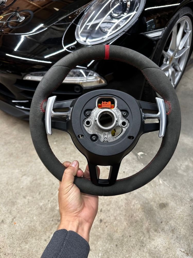 Interior/Upholstery - 991.2 style steering wheel alcantara red stitching red marker gt2rs hub - Used - 0  All Models - Bayport, NY 11705, United States