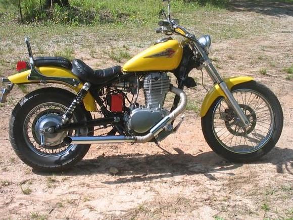 '96 Suzuki Savage 
38mm Amal carb
Hard Krome muffler
12.5" Progressive shocks