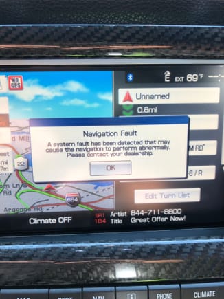 I got this message after I connected a aftermarket gps antenna. But did finally connect and showed location correctly. I am going to try aftermarket splitter as next test. Also notice time was off by an hour.