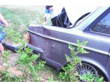 damage from hitting the fence at the end of the highway