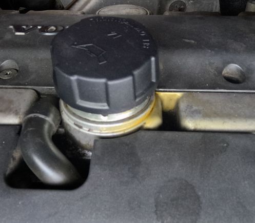 I replaced this oil cap sometime back but maybe its still leaking? or stained im unsure