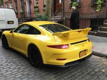 Yellow Porsche GT3 spotted in New York.