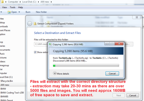 Now extract the files using your zip extraction tool. The sub-directory and file structure will be recreated locally. Might take 20-30 mins as there are lots of files and linked images. 