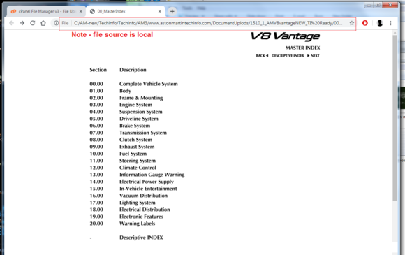 Now when you click on the index.html icon on your desktop it will load the main screen for the Parts Manual and you will be able to navigate through the various categories as all files are local.