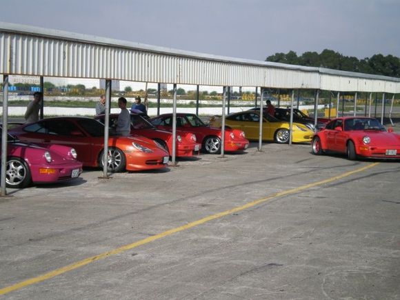 The old and the new Porsches at the track even