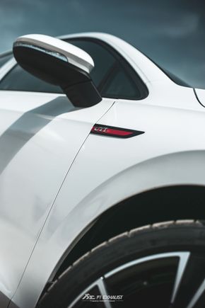VW Golf GTI MK8 (OPF Vehicle). Photoshoot was taken with the OEM exhaust system installed before Fi EXHAUST was equipped.