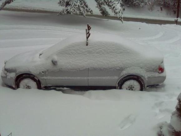 lol this was last winter! Yes i have antlers on the car lol and i actually got stuck in the snow this day i was driving threw the yard and there was about 14in of snow lol!!