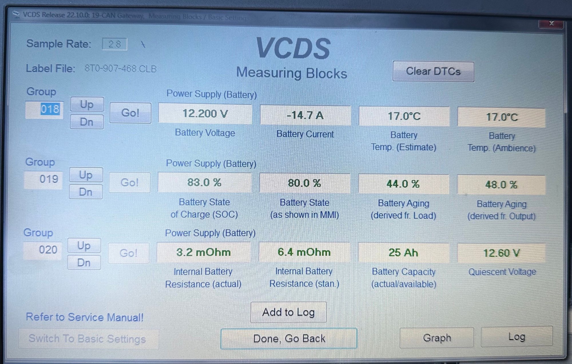 VCDS Battery Read on Audi Q5 2016 at 26 Ah - AudiWorld Forums