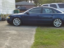 My 98 A4 1.8t Quattro.....sitting a little lower than I prefer.....previous owners....I just haven't taken time to raise her and inch or two - to be absolutely honest....it's growing on me!!!! Lol...she rides SMOOOOOTH!!!! EVEN AT HIGH SPEEDS!!!!