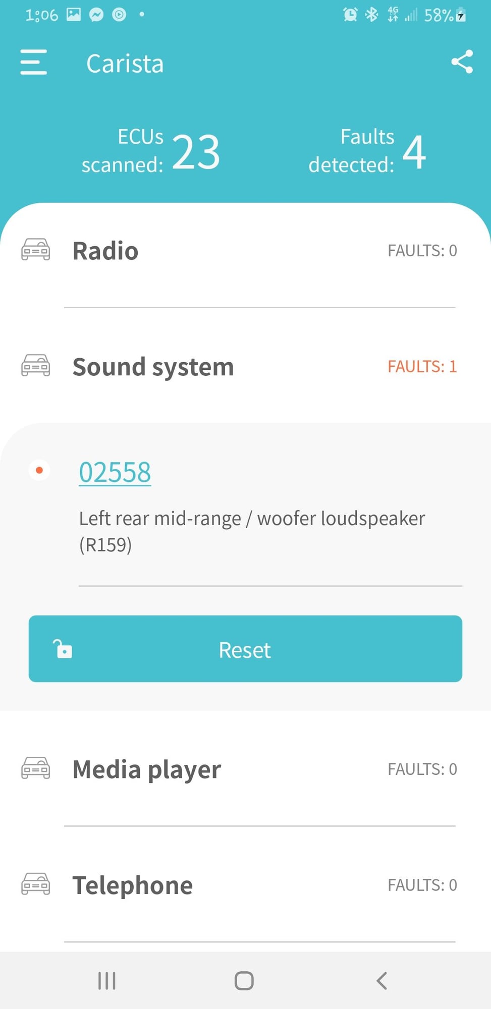 Audi concert radio screen showing only lines / dashes