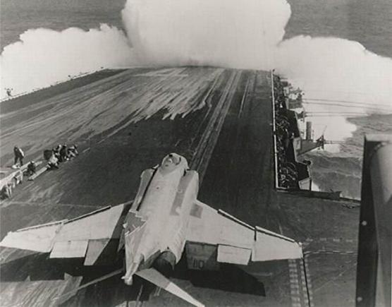 Heavy seas on the USS Midway.  Man, that was a miserable day...Yeah, we are launching aircraft under these conditions.  Where's the Air Force?
