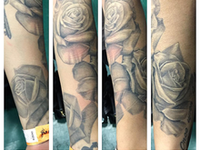 Healed roses i did the red mark is from her purse hangin on that arm