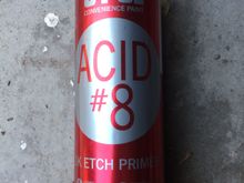Lightly sandpaper all areas of the trim to be painted, and spray a coat of this acid #8 etch primer.