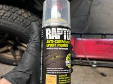 Raptor primer can for the bare metal spots on the Jeep. I love this primer but I’m not buying it in a can again. It sucks. The can clogged and stopped spraying halfway through my second coat. I tried another nozzle from a different can and got primer all over the place. Very hard to control the spray. I’ve got probably 3/4 of the can left but can’t really use the rest of it. 