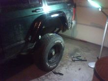 Putting the TJ flares on before the tires