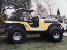 My 80 CJ5 w/350 Radiator,electric fan and 2 Gal fuel cell in back ..38'' Super Swampers