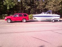 First Pics with the First boat.   We have since upgraded the boat to a 23foot Yamaha 232 Limited..  but the JEEP Stays!!