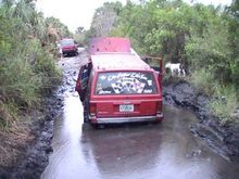 The Jeep is NOT stuck! again because of the bad sensor the truck died, and wouldn't start.