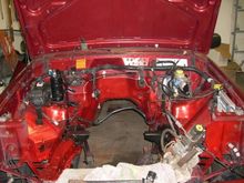 1998 Jeep Cherokee
Painted all the control arms, pressed in new bushings, motor mounts and other parts painted black. Painted the engine compartment Chrysler Chile Pepper Red however didn't match all that well. Oh well... Most of it will be hidden anyway. At least it will never rust.