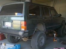 4.5 inch RC full rear leafs,'95 chevy 1500 shackles, RC Rear N 2.0 shocks, 4.5 inch front coils, 1 3/4" coil spacer, Rubicon Express Twin Tube Front shocks. RC adj. UCA's/LCA's, adj. RC track bar with drop bracket. Sets her right at 6" of lift, just waiting for my new wheels to get powdercoated, then wrapping them in 33/1050's.