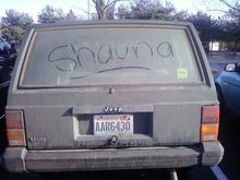 She thought it'd be funny to make her mark on my jeep after class