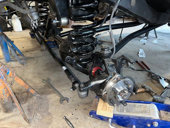 Piecing together the front steering and suspension components. I’ve almost forgotten what these axles look like when they’re fully assembled. 