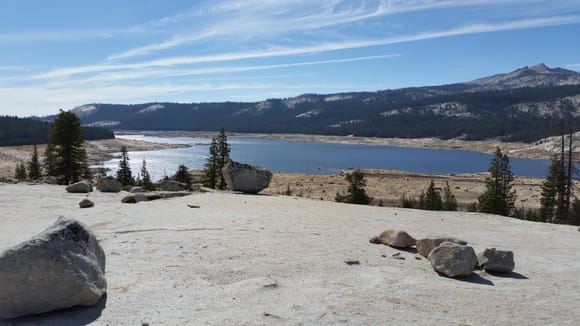 top of chicken rock looking at Courtright Reservoir