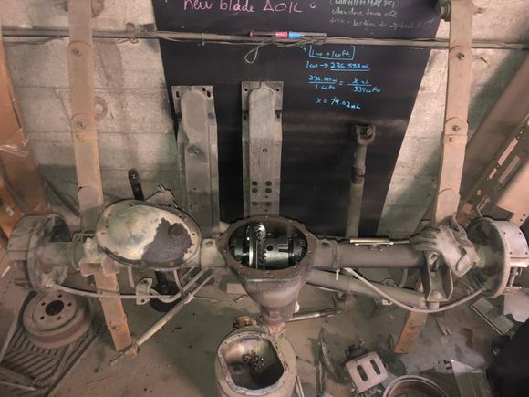 The original 8.25 rear from this Jeep. It had been leaning against the wall, untouched for over a year. 