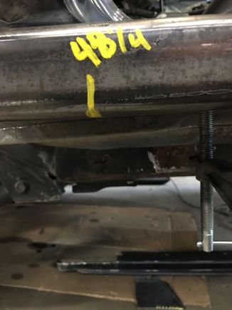 Measured from the rear tie in 48” , the length of my plate for the boat side, forward to locate the forward tie in.