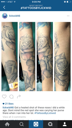 Healed roses i did the red mark is from her purse hangin on that arm