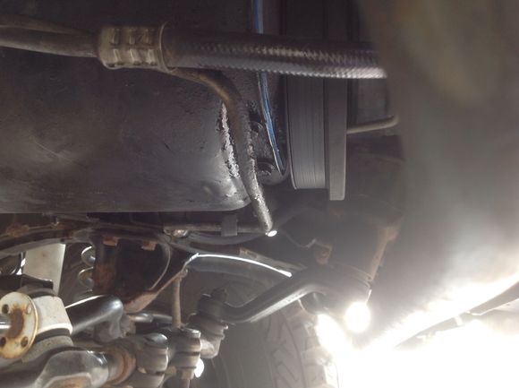 Found a small leak towards the front of the oil pan? Fluid looked green when I first saw it... 😁