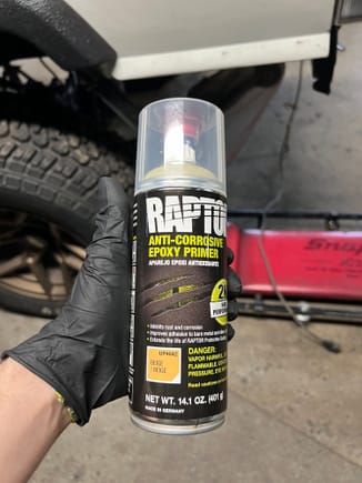 Raptor primer can for the bare metal spots on the Jeep. I love this primer but I’m not buying it in a can again. It sucks. The can clogged and stopped spraying halfway through my second coat. I tried another nozzle from a different can and got primer all over the place. Very hard to control the spray. I’ve got probably 3/4 of the can left but can’t really use the rest of it. 