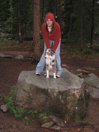 my doggy zoey and I camping.