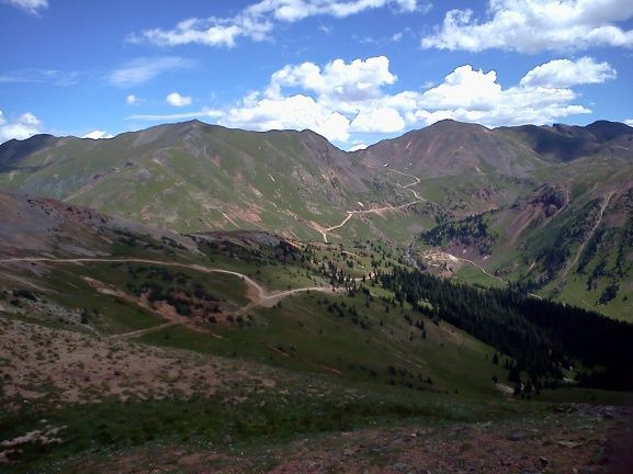 Hurricane Pass, upper center. Mogul Mine in center right