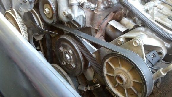 The serpentine belt after re-install.  This was very tricky and ck1's ingenuity saved the day here.
