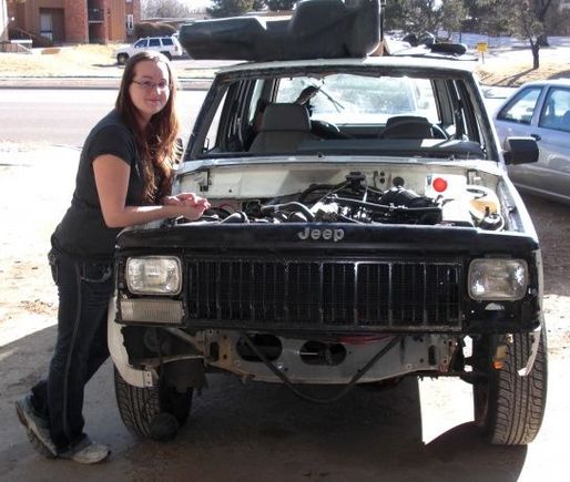 Me and Levi right before he got a new windshield. He's still not rolling, we can't figure out a gas leak.